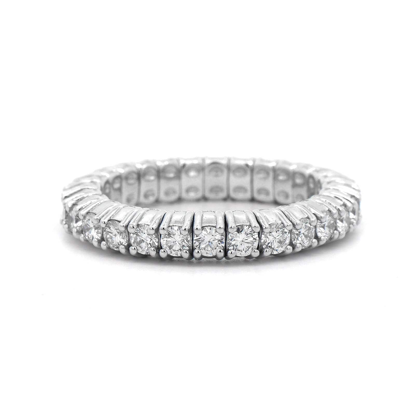 Zydo 18K White Gold Prong Set Diamond Stretch Ring - Image 4
