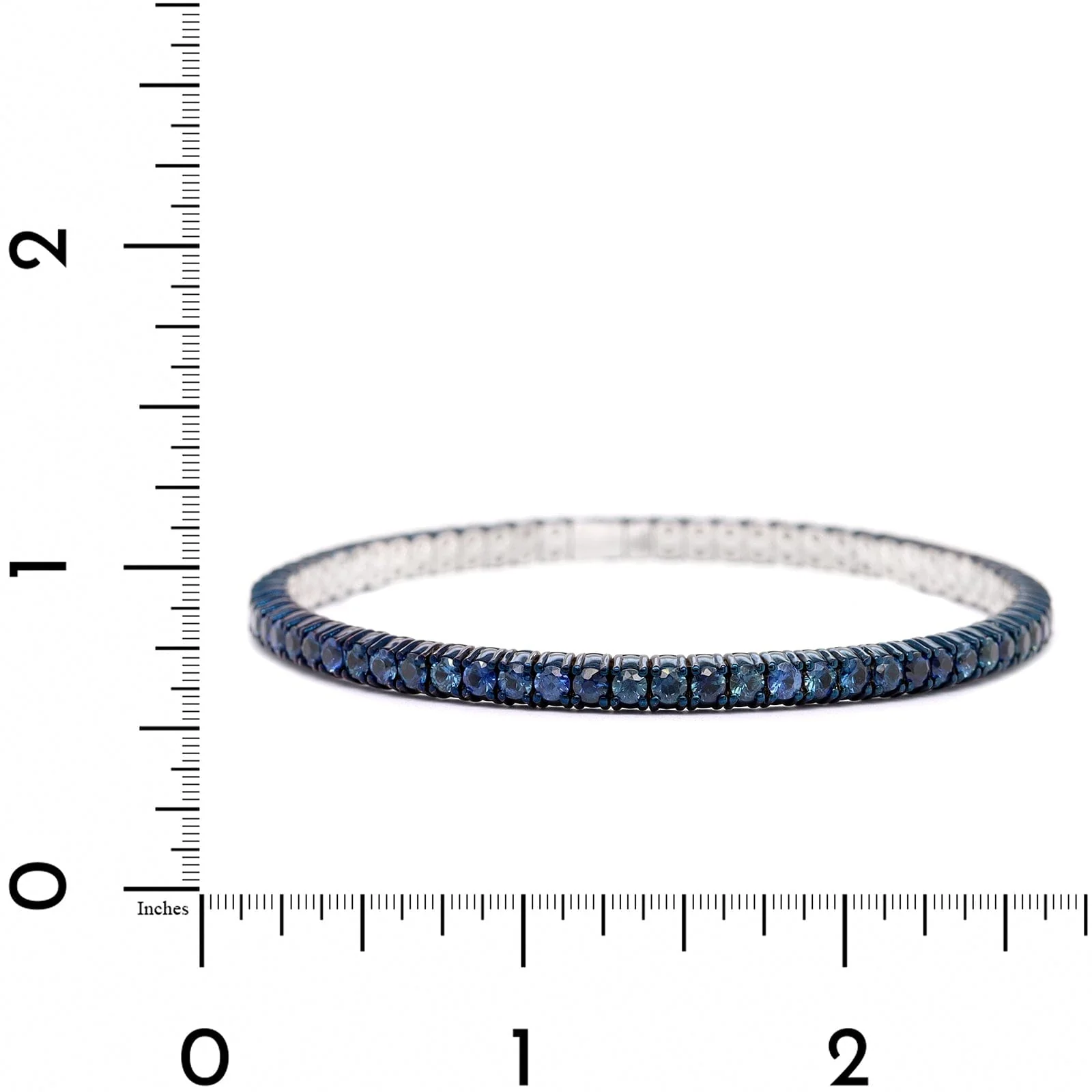 Zydo 18K White Gold Round Blue Sapphire Stretch Bracelet - Image 3
