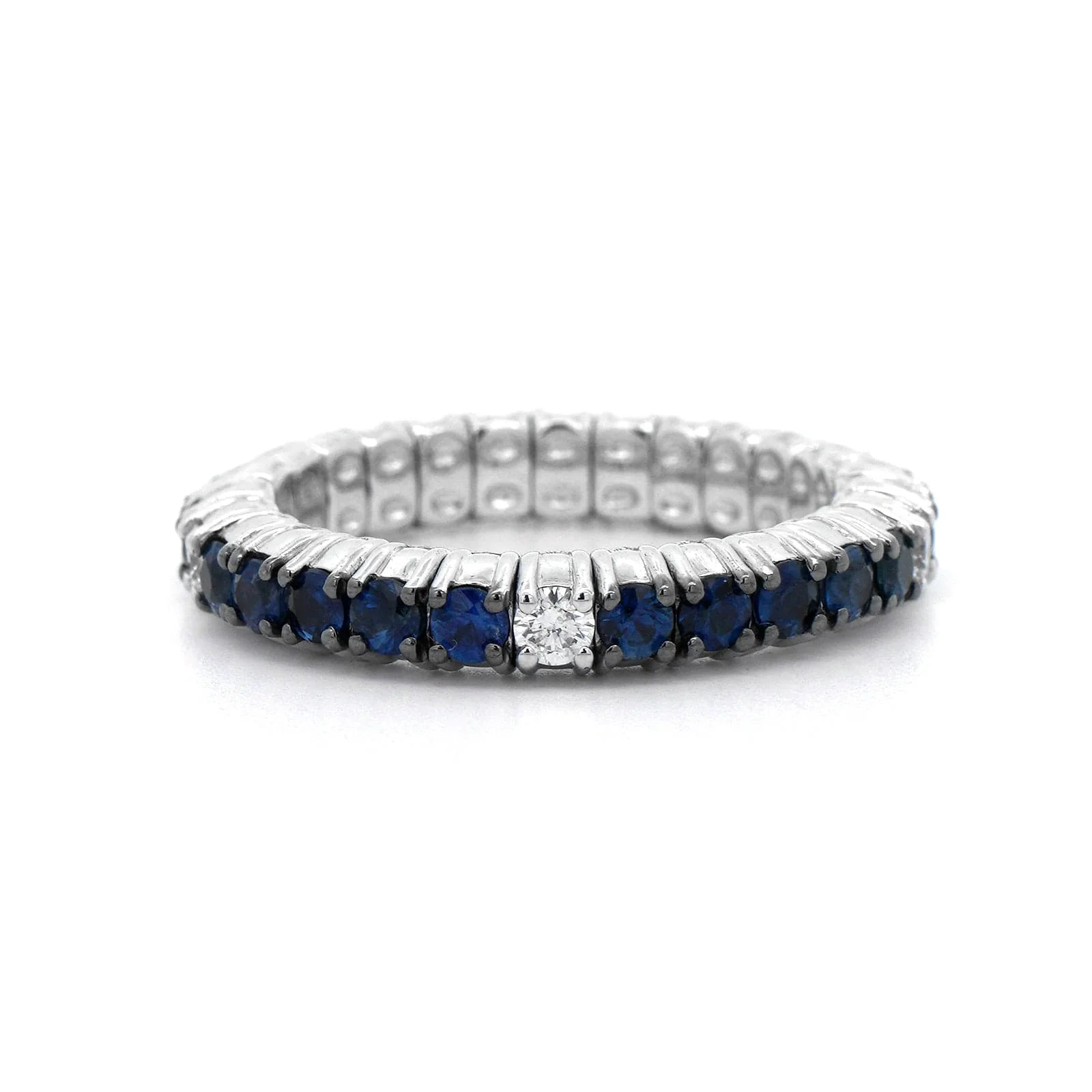 Zydo 18K White Gold Sapphire and Diamond Stretch Ring