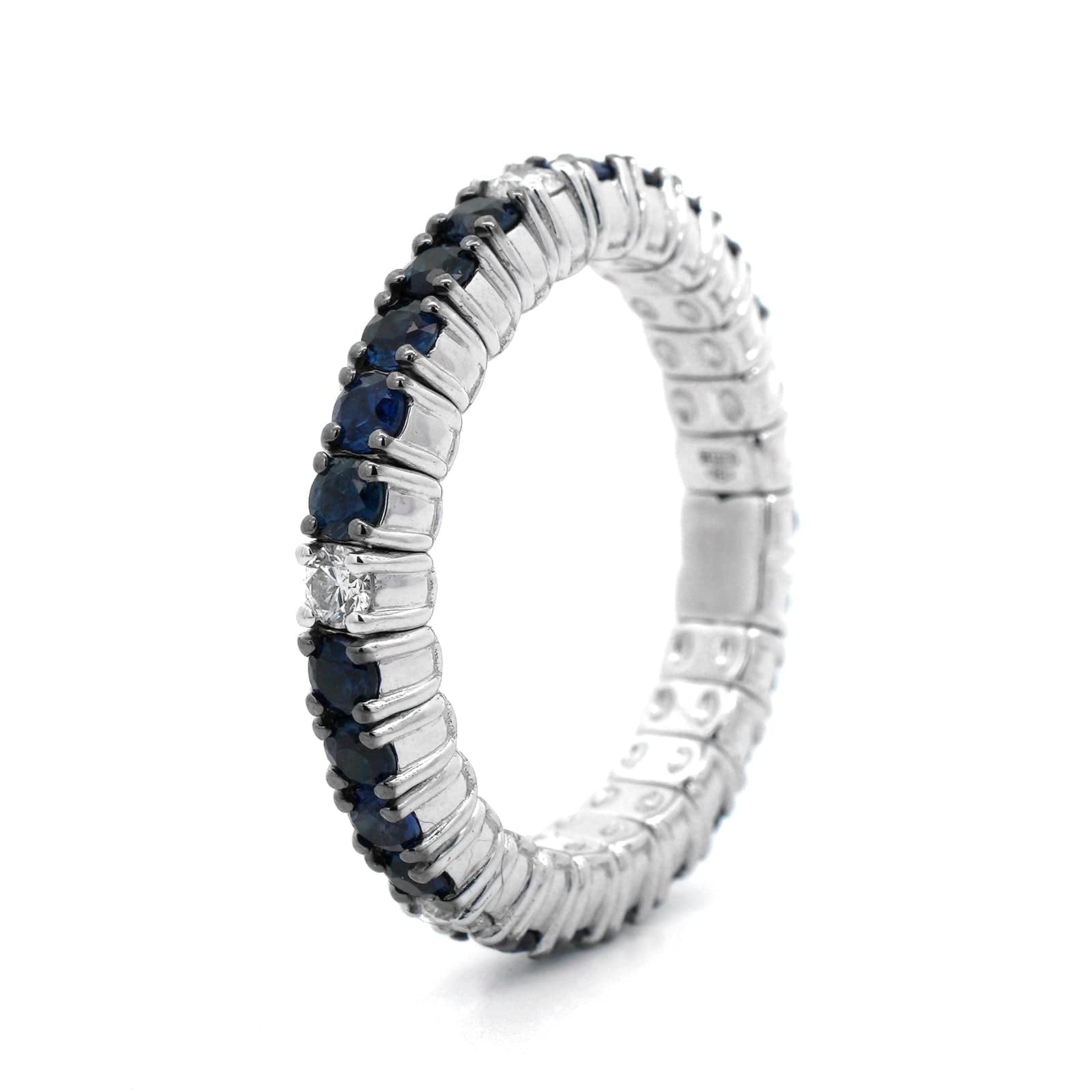Zydo 18K White Gold Sapphire and Diamond Stretch Ring - Image 2
