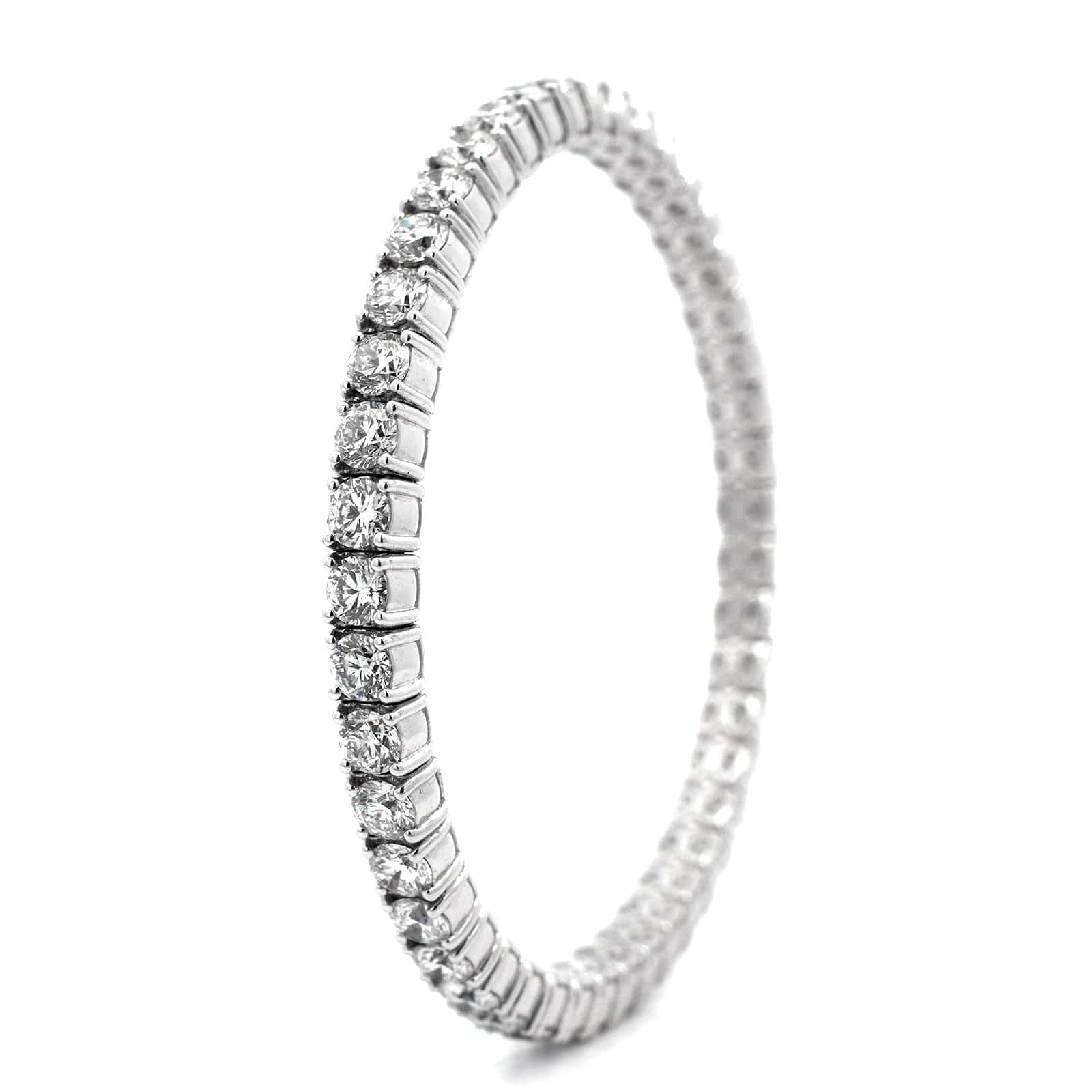 Zydo 18K White Gold Single Row Diamond Stretch Bracelet - Image 2