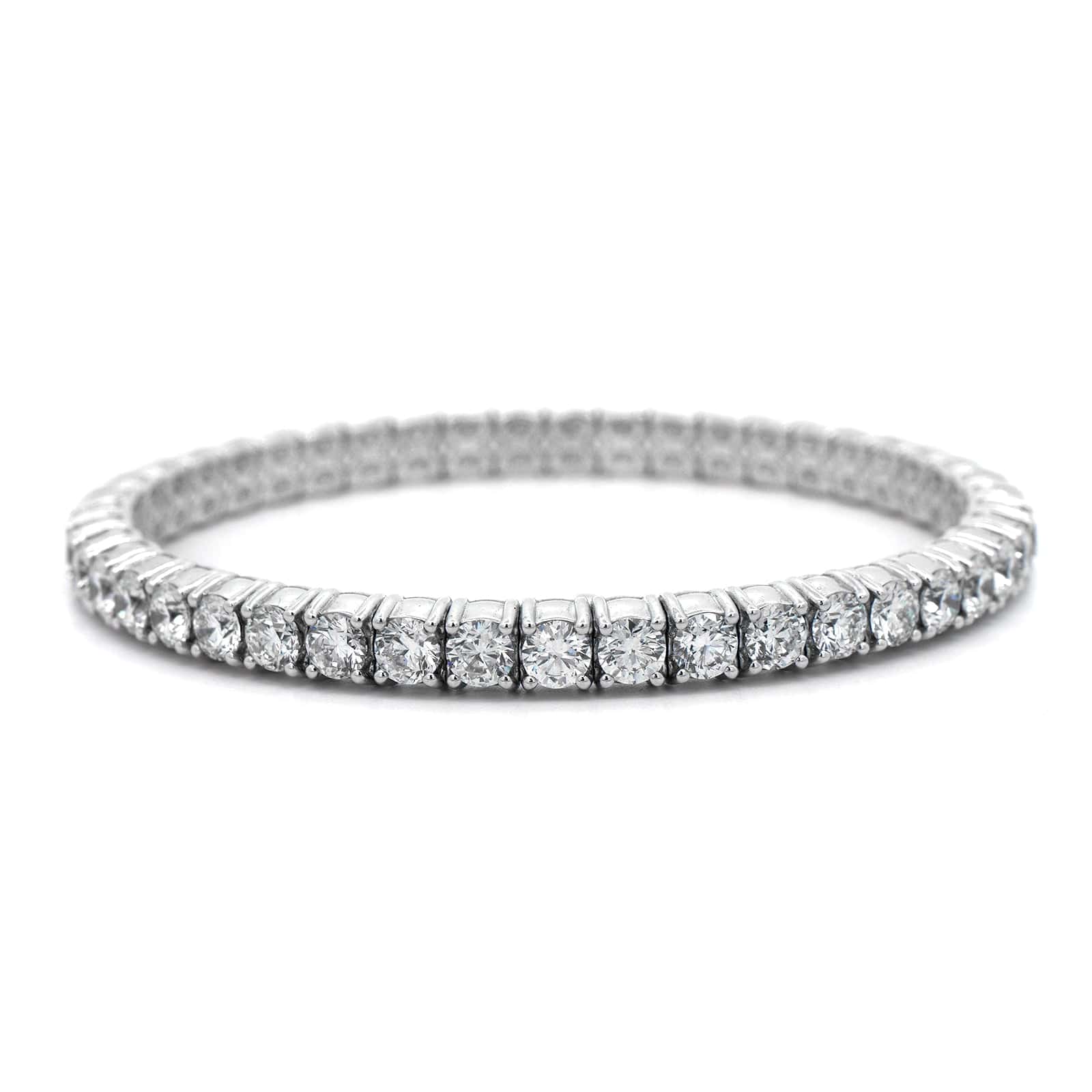 Zydo 18K White Gold Single Row Diamond Stretch Bracelet - Image 4