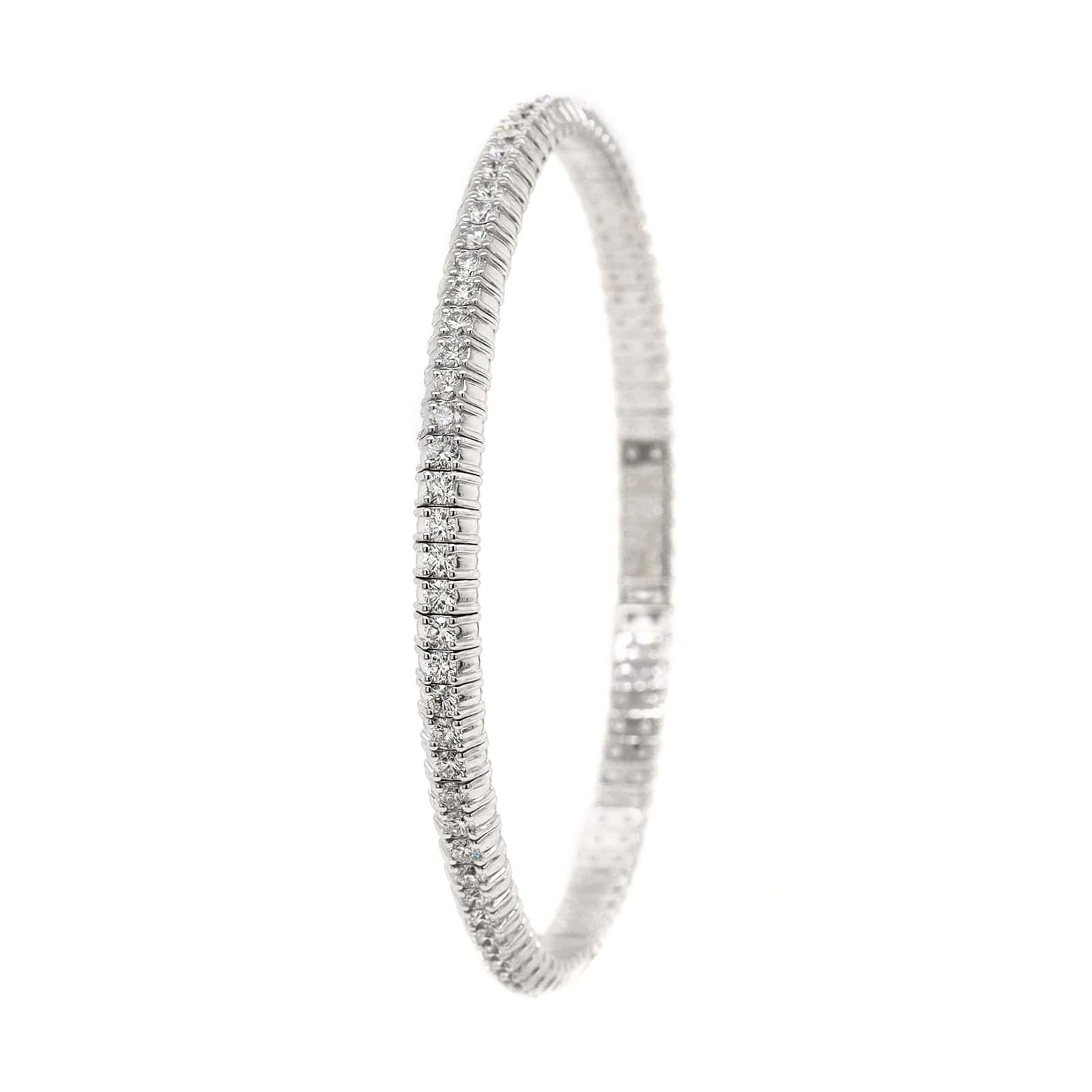 Zydo 18K White Gold Single Row Diamond Stretch Bracelet - Image 2