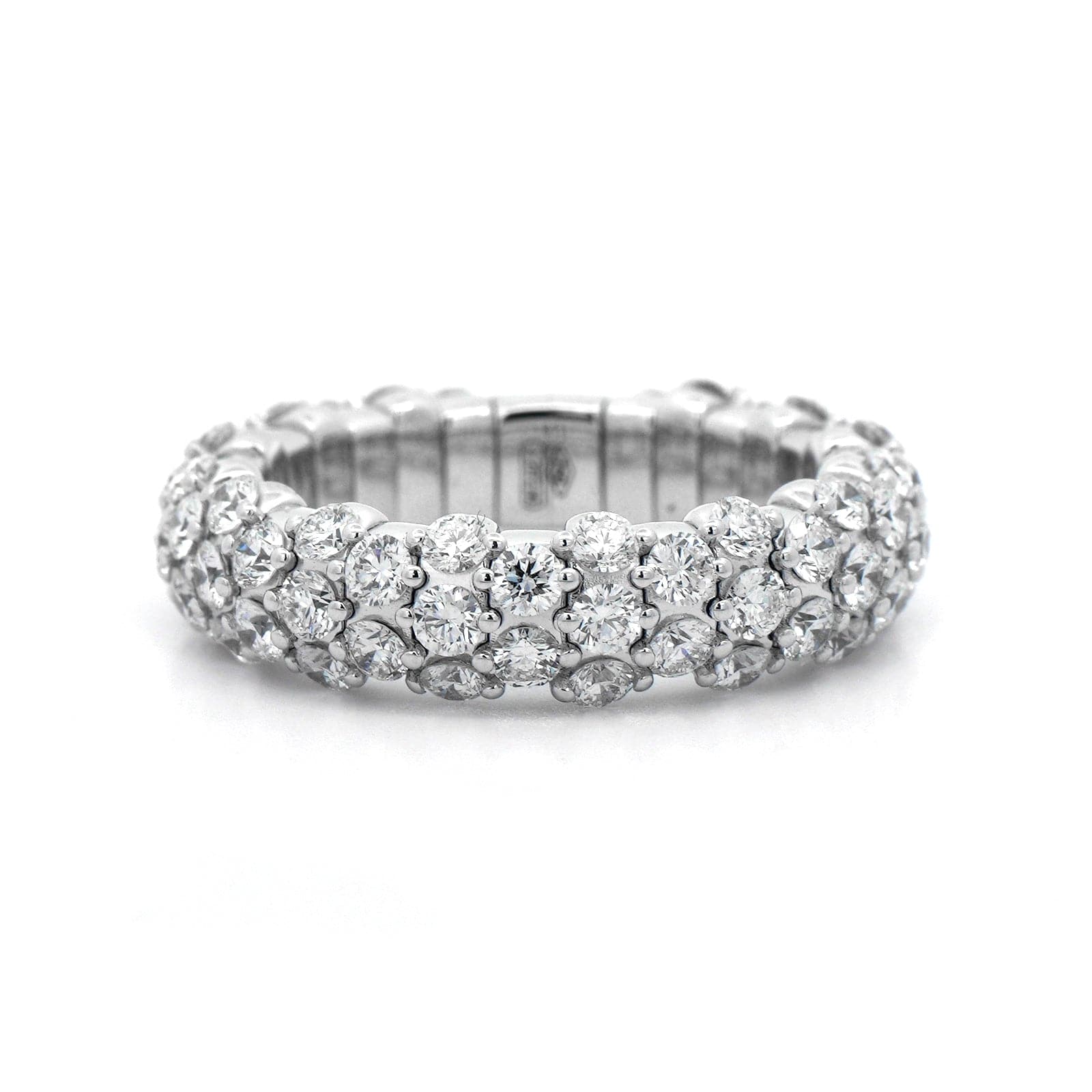 Zydo 18K White Gold Slim Domed Diamond Stretch Ring