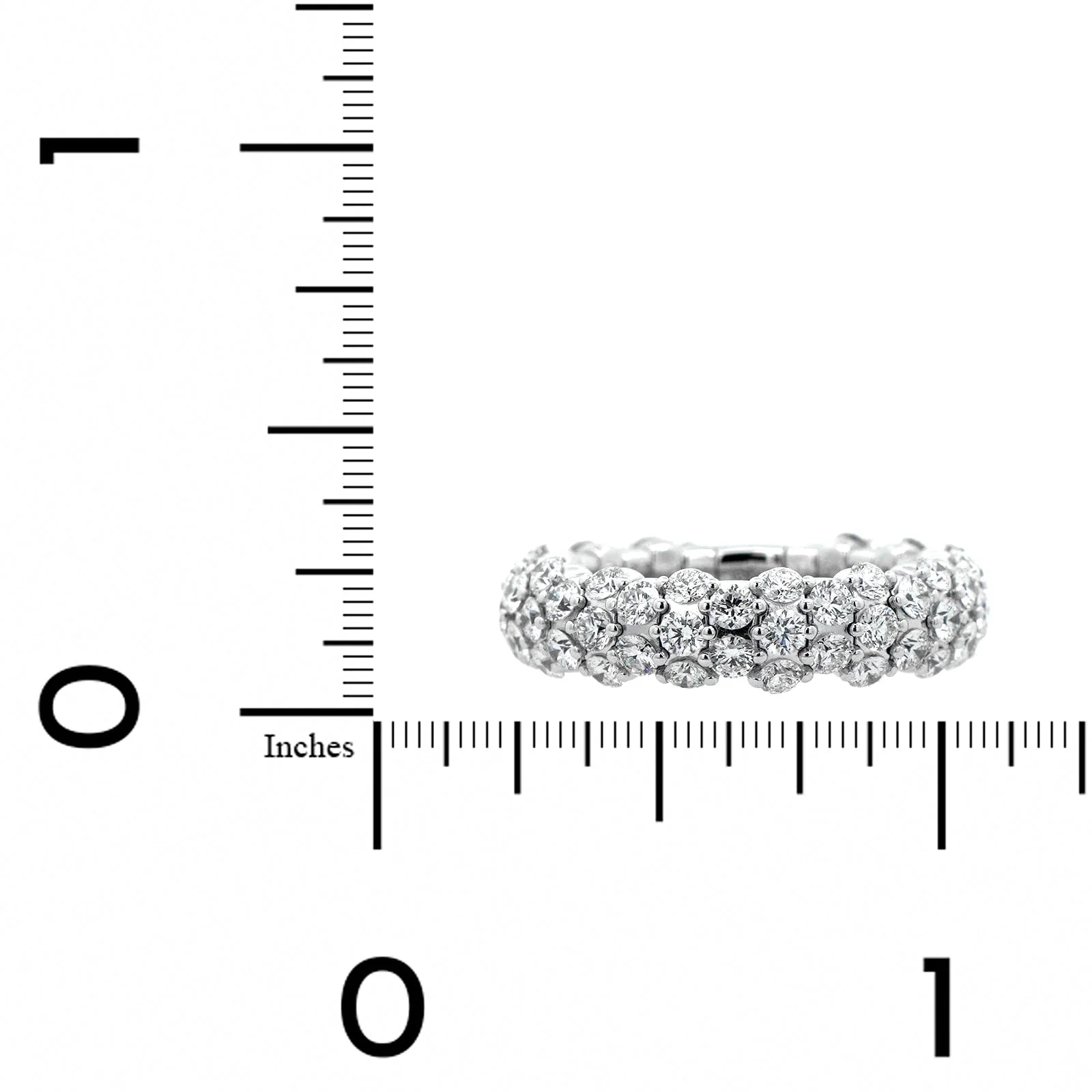 Zydo 18K White Gold Slim Domed Diamond Stretch Ring - Image 3