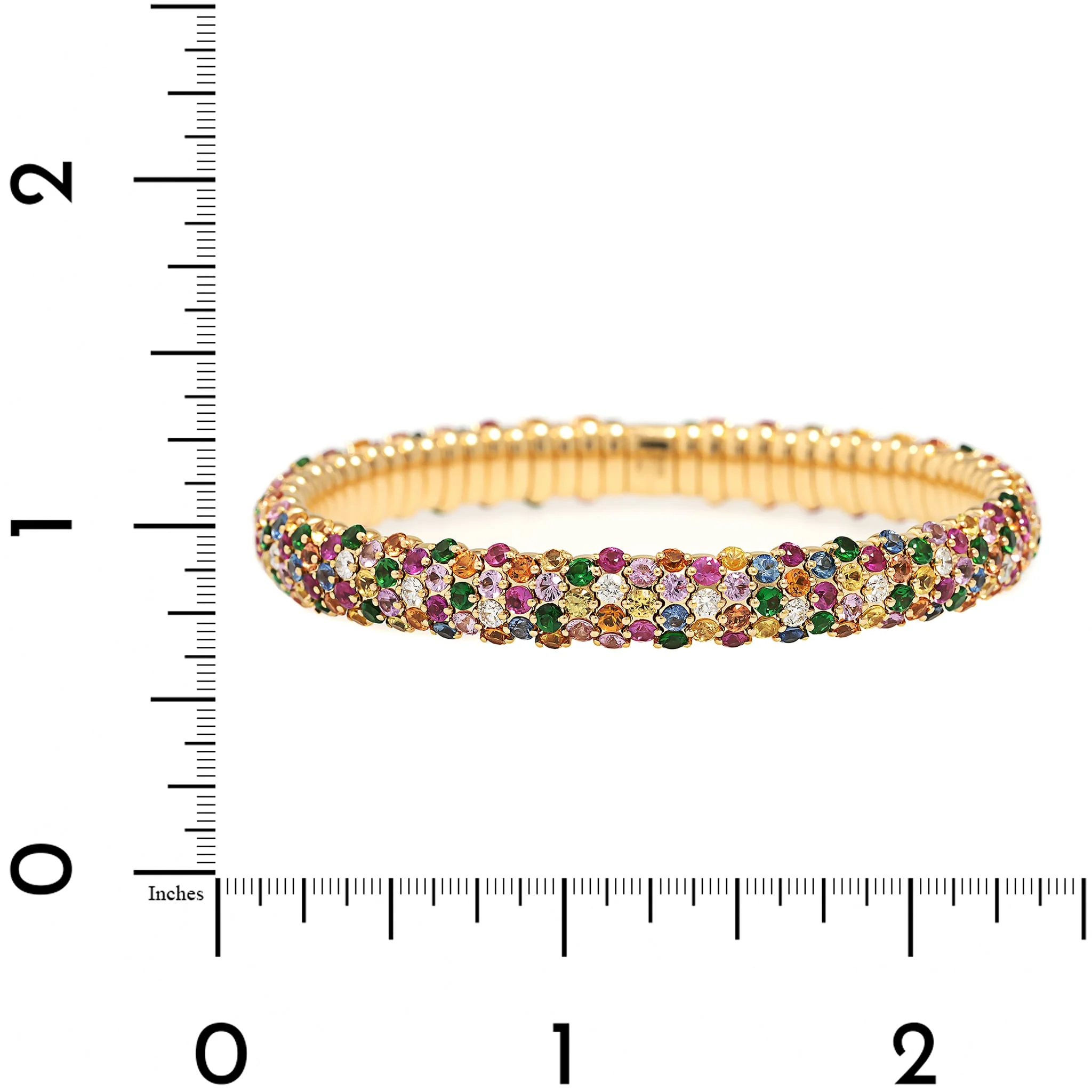 Zydo 18K Yellow Gold Multi Gemstone and Diamond Stretch Bracelet - Image 3