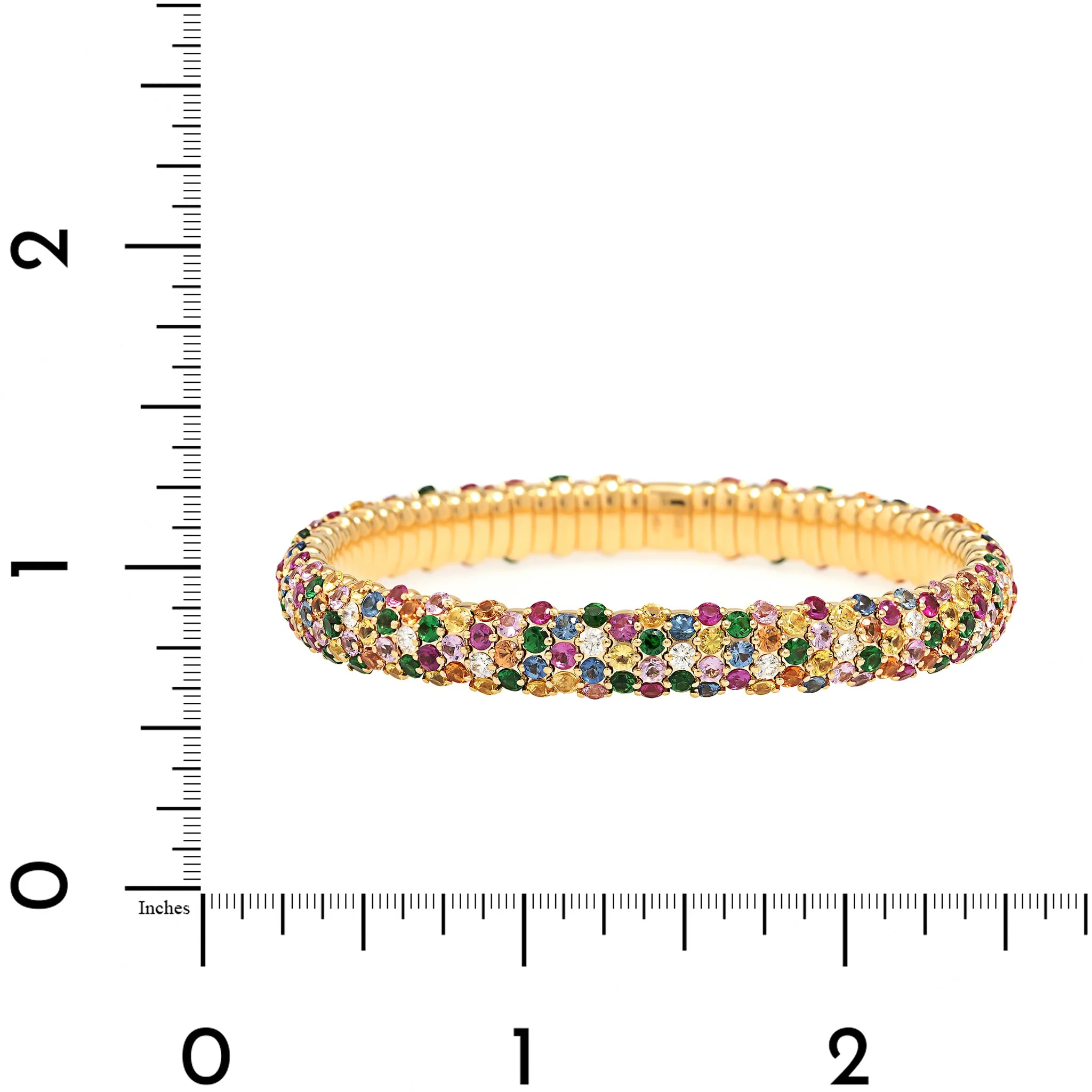 Zydo 18K Yellow Gold Multi Gemstone and Diamond Stretch Bracelet - Image 3