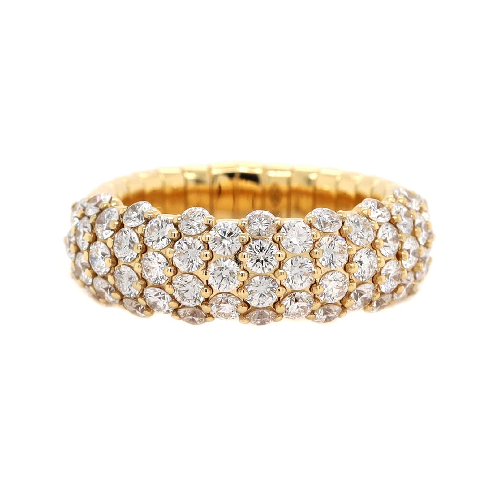Zydo 18K Yellow Gold Pave Diamond Stretch Ring - Image 5