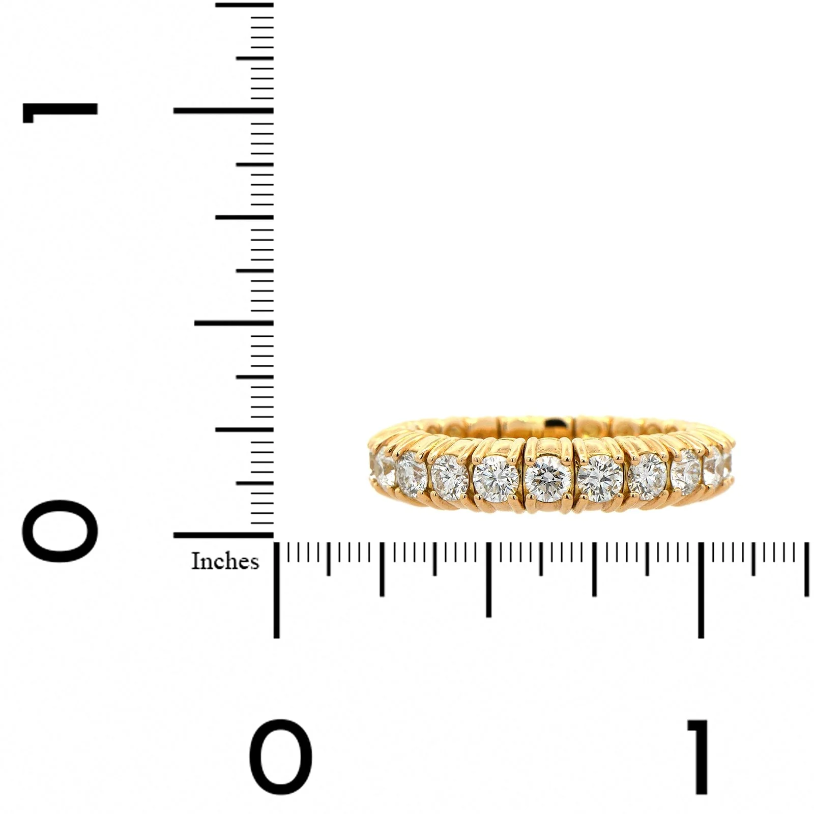 Zydo 18K Yellow Gold Prong Set Round Diamond Stretch Ring - Image 3