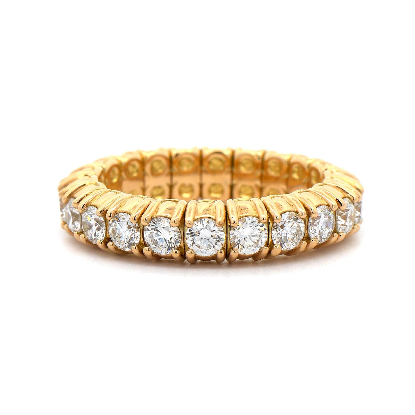 Zydo 18K Yellow Gold Prong Set Round Diamond Stretch Ring - Image 4