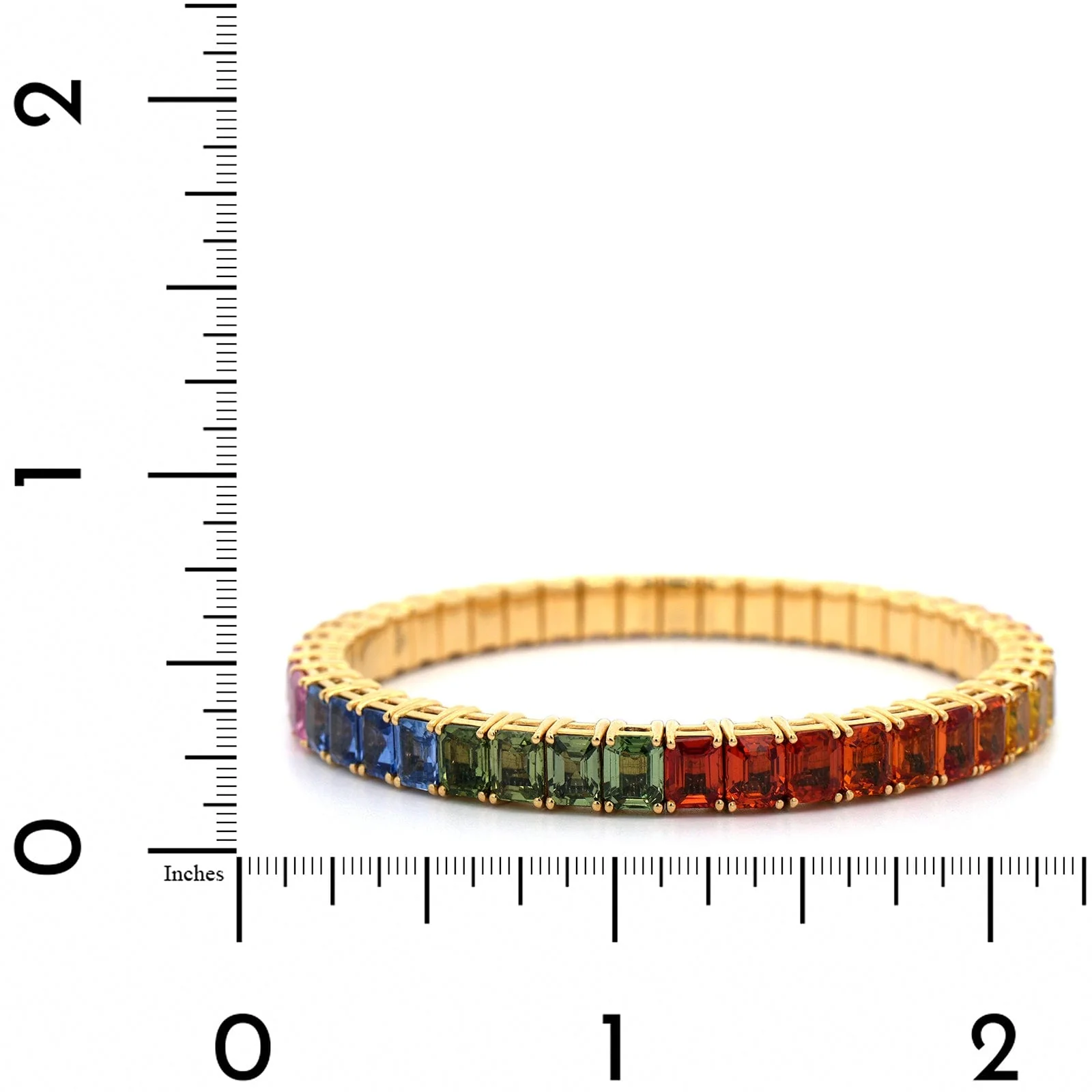 Zydo 18K Yellow Gold Rainbow Sapphire Stretch Bracelet - Image 3