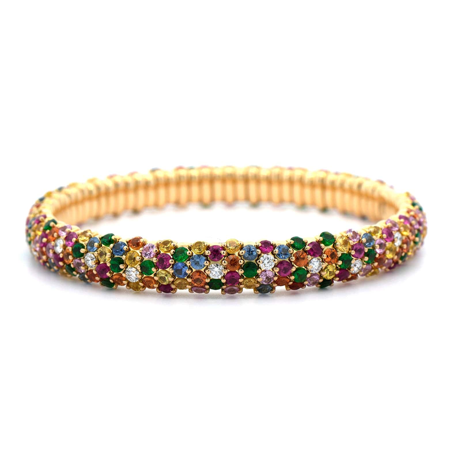 Zydo 18K Yellow Gold Sapphire and Diamond Stretch Bracelet