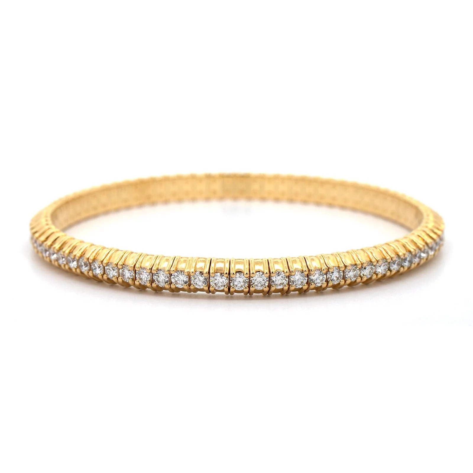 Zydo 18K Yellow Gold Single Row Diamond Stretch Bracelet