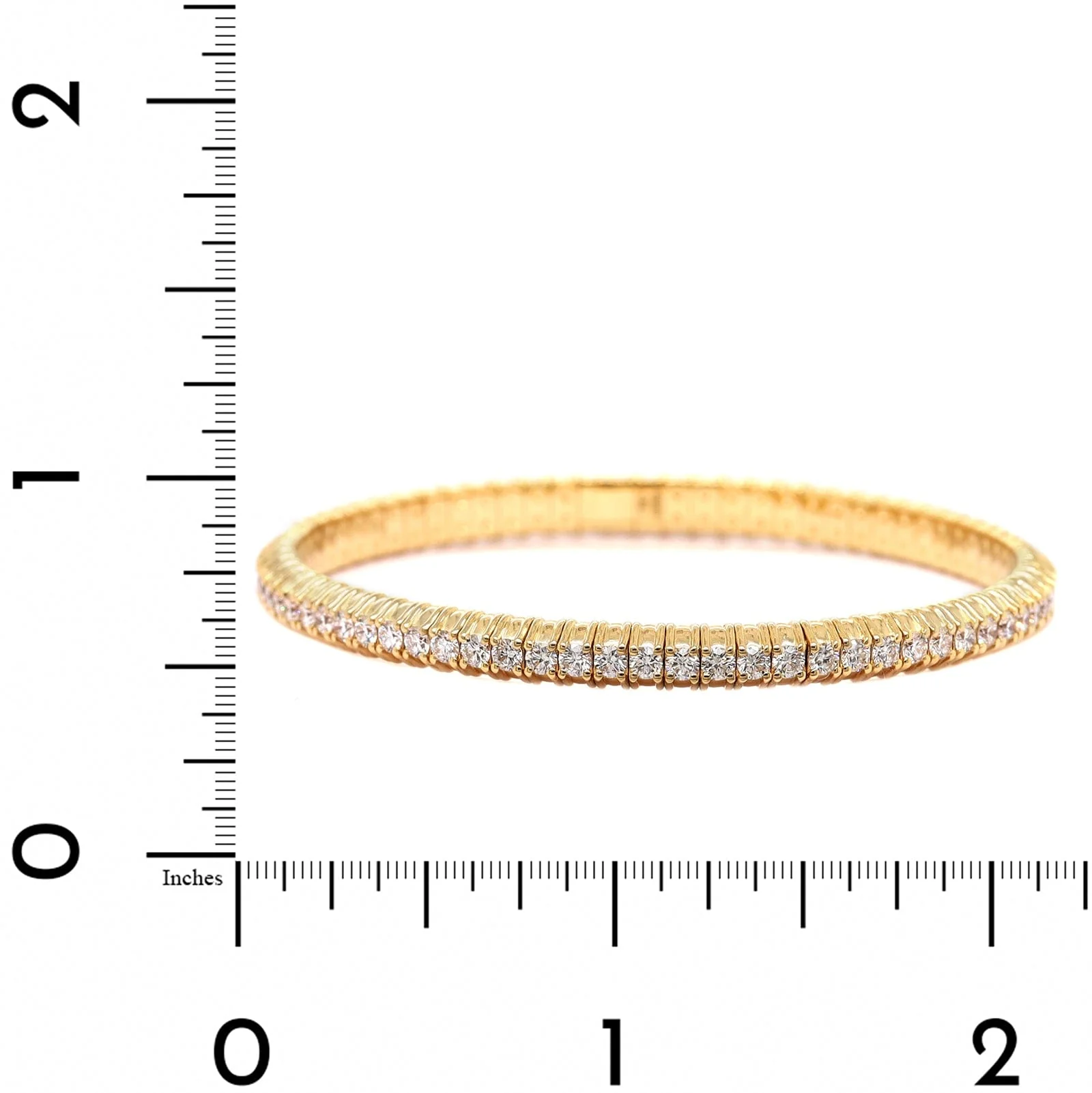 Zydo 18K Yellow Gold Single Row Diamond Stretch Bracelet - Image 3