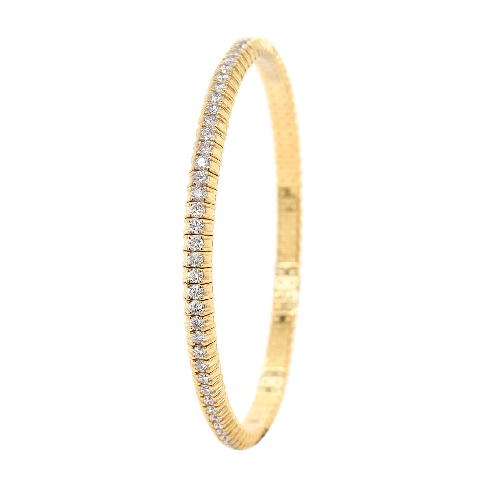 Zydo 18K Yellow Gold Single Row Diamond Stretch Bracelet - Image 2
