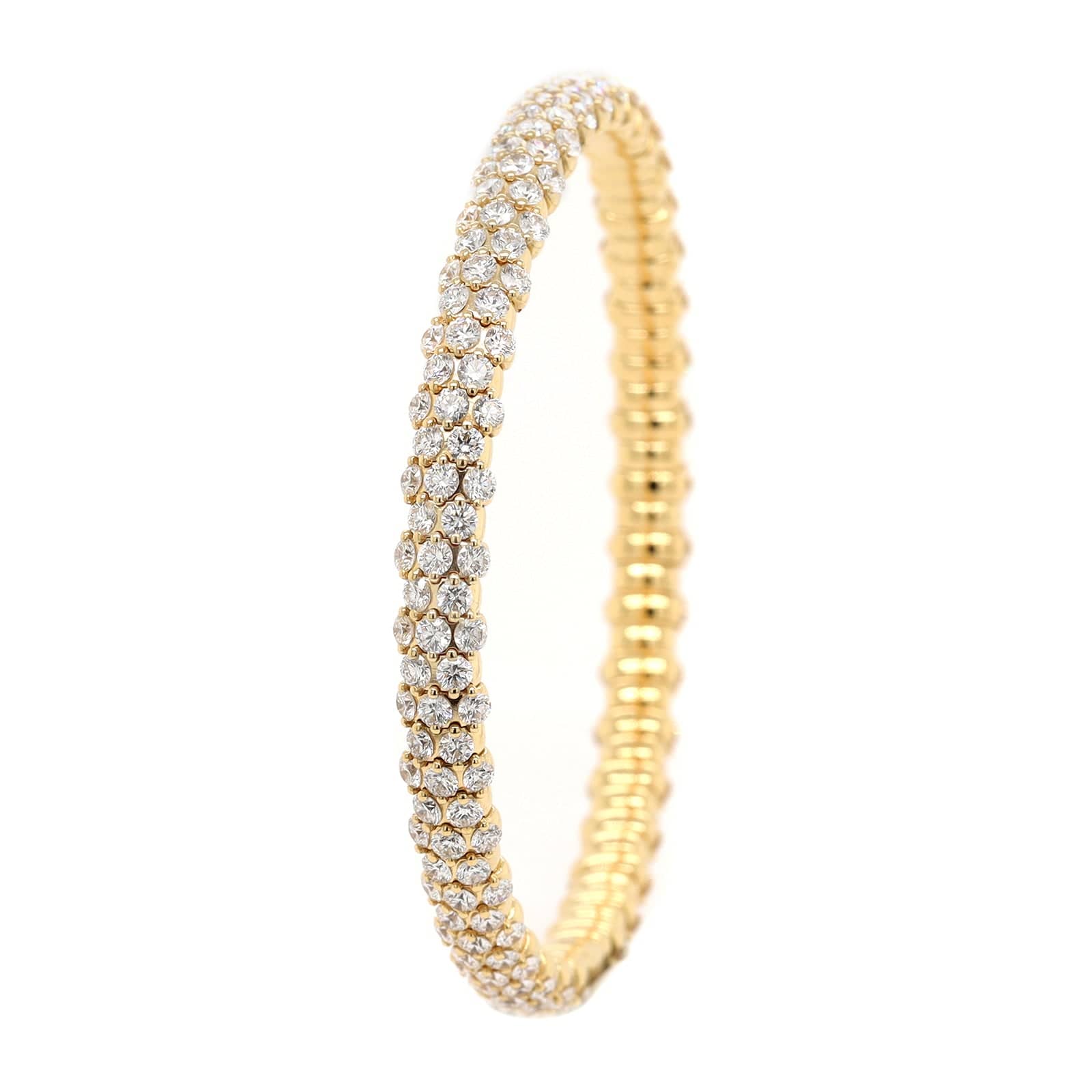 Zydo 18K Yellow Gold Slim Domed Diamond Stretch Bracelet - Image 2