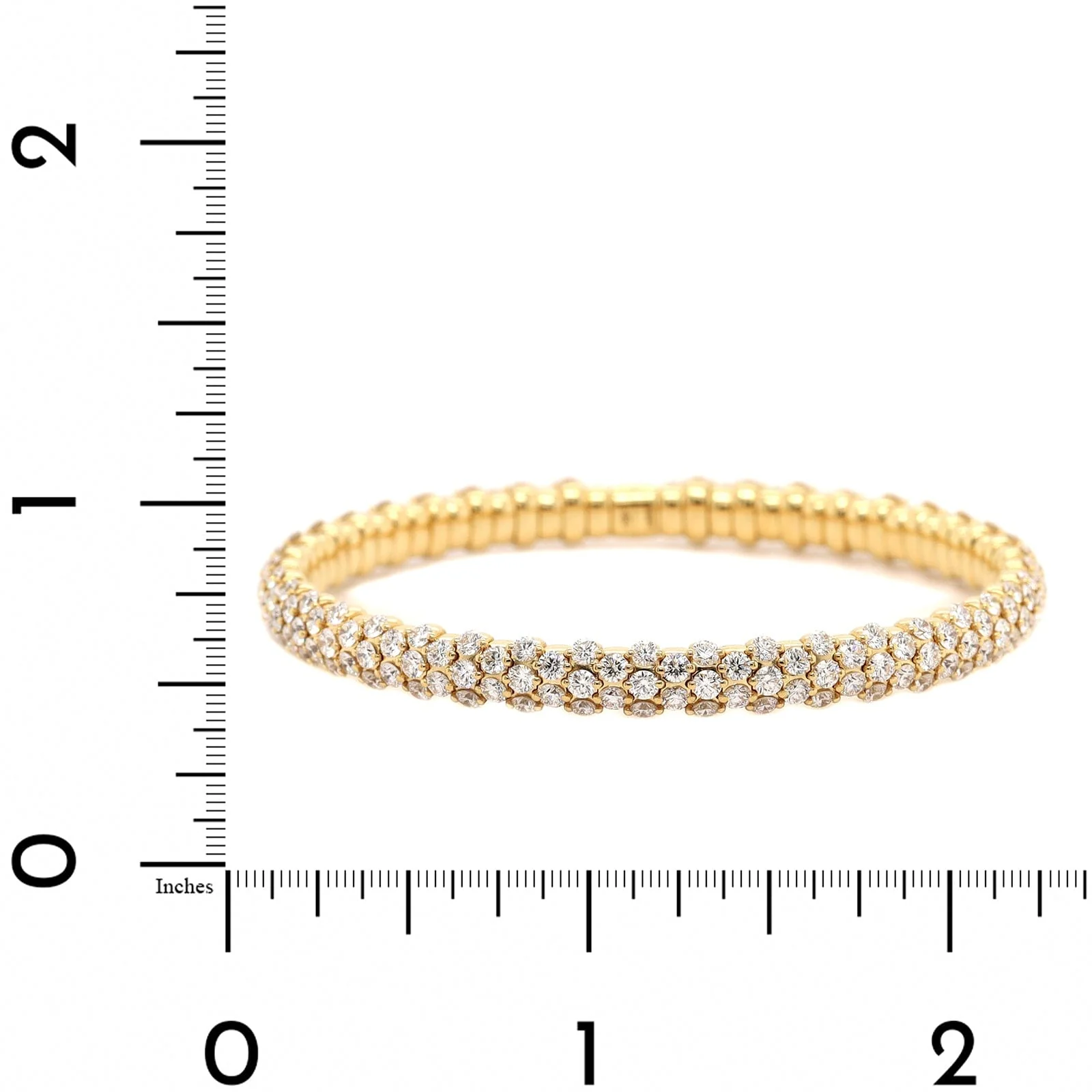 Zydo 18K Yellow Gold Slim Domed Diamond Stretch Bracelet - Image 3