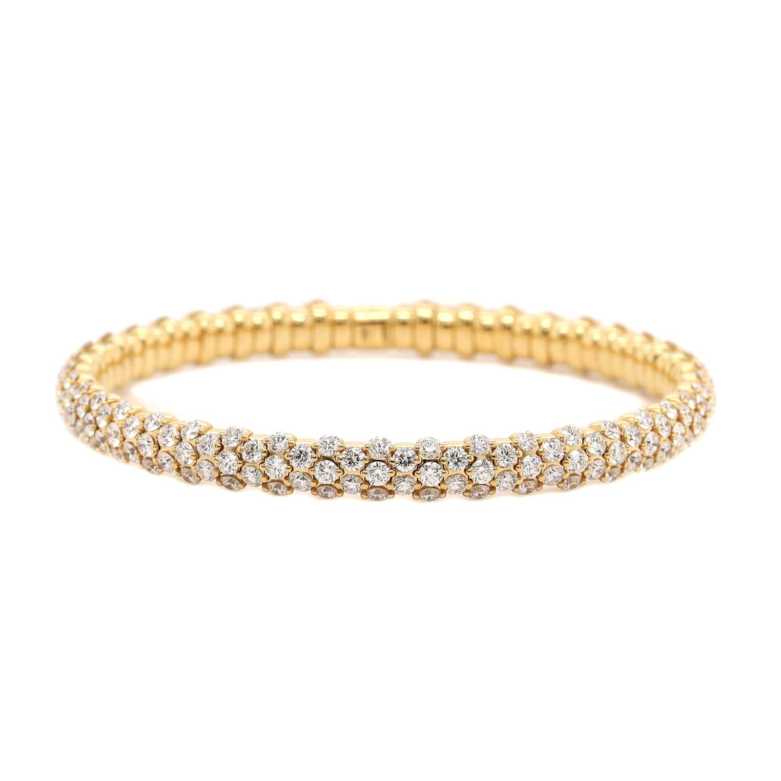 Zydo 18K Yellow Gold Slim Domed Diamond Stretch Bracelet - Image 4
