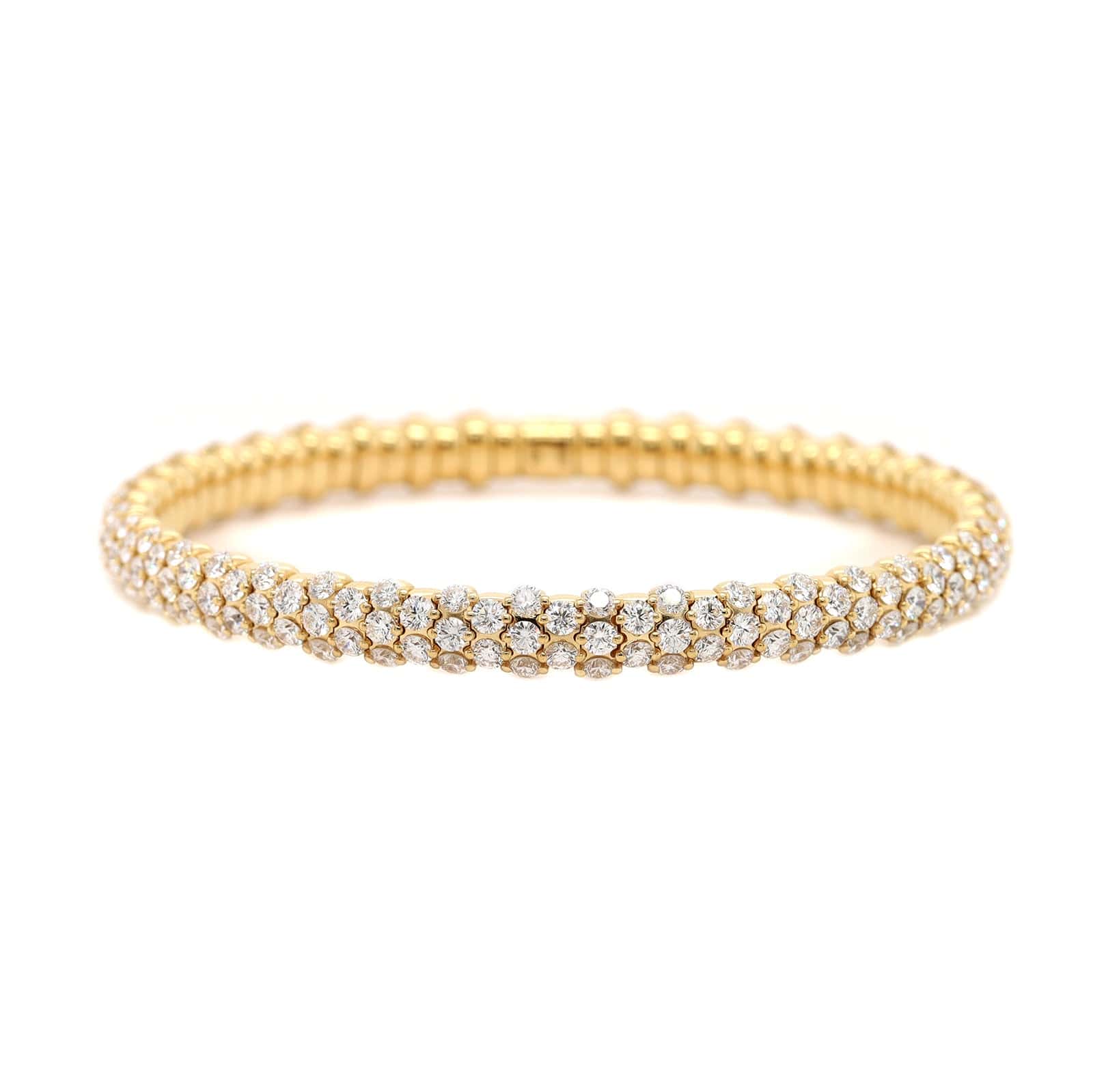 Zydo 18K Yellow Gold Slim Domed Diamond Stretch Bracelet