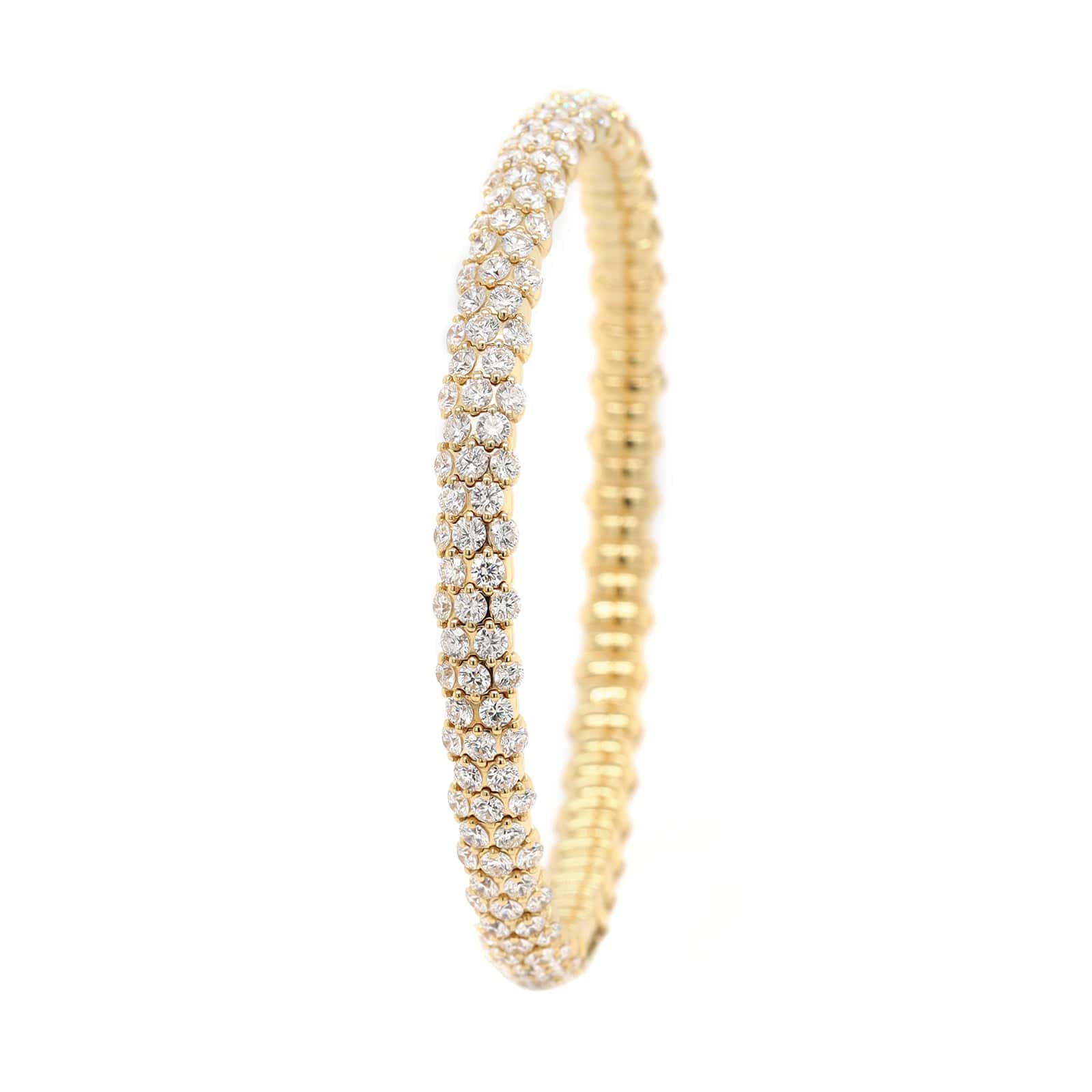 Zydo 18K Yellow Gold Slim Domed Diamond Stretch Bracelet - Image 2