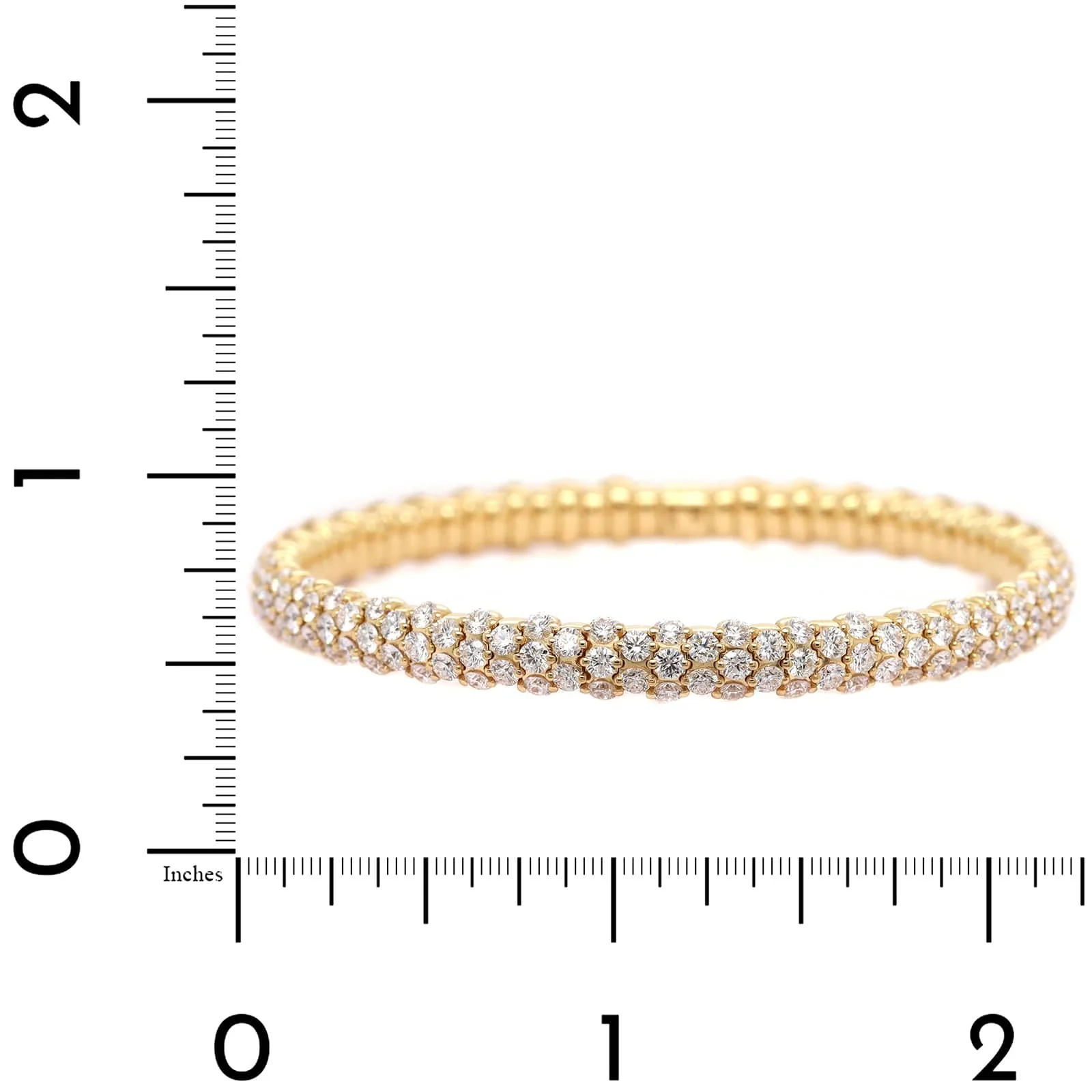 Zydo 18K Yellow Gold Slim Domed Diamond Stretch Bracelet - Image 3