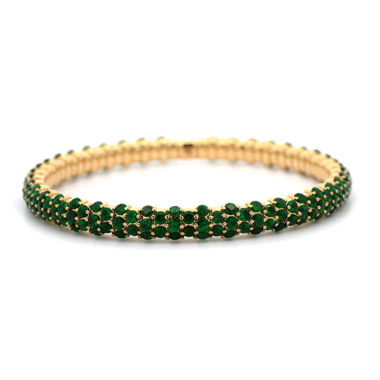 Zydo 18K Yellow Gold Slim Domed Tsavorite Stretch Bracelet - Image 4