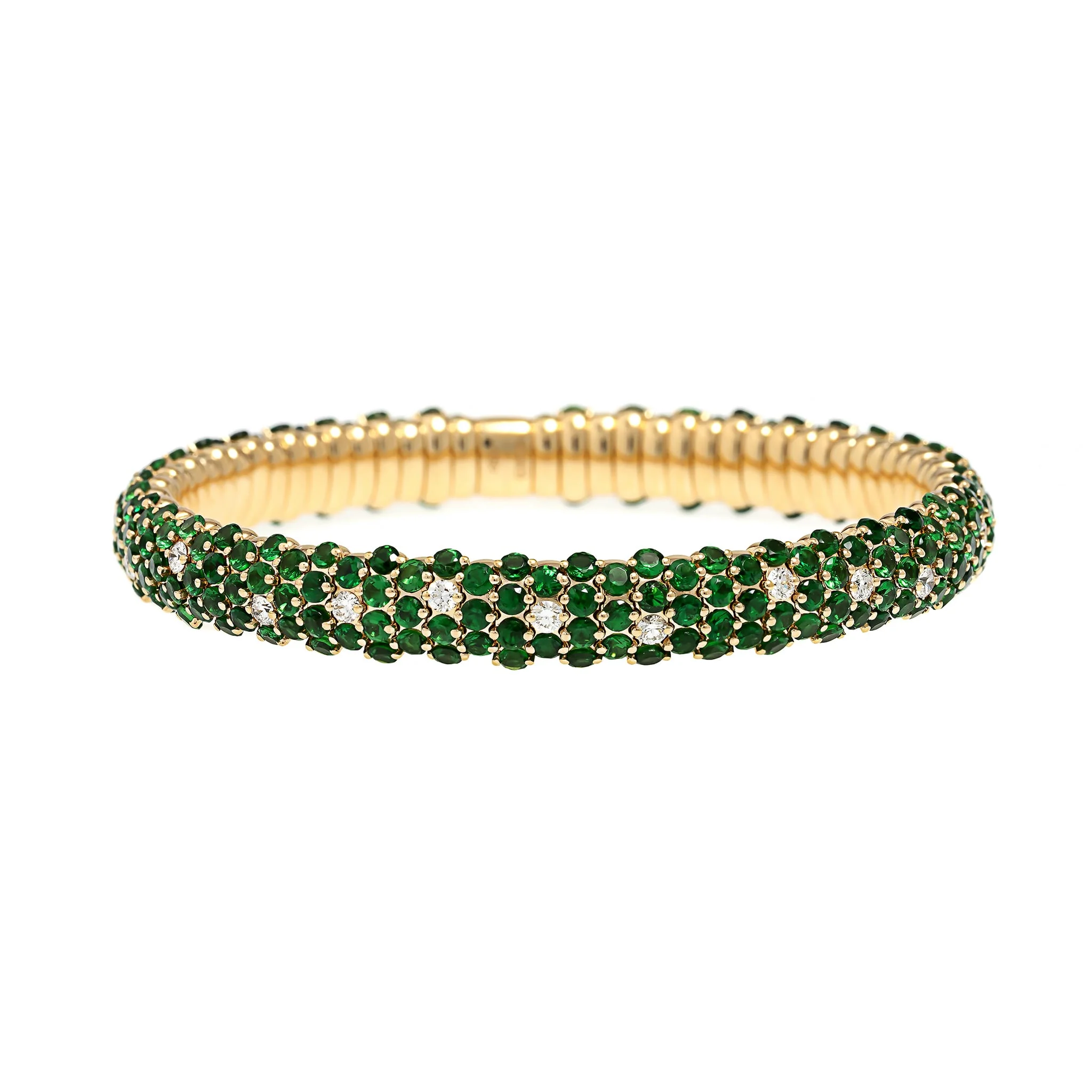 Zydo 18K Yellow Gold Tsavorite and Diamond Stretch Bracelet
