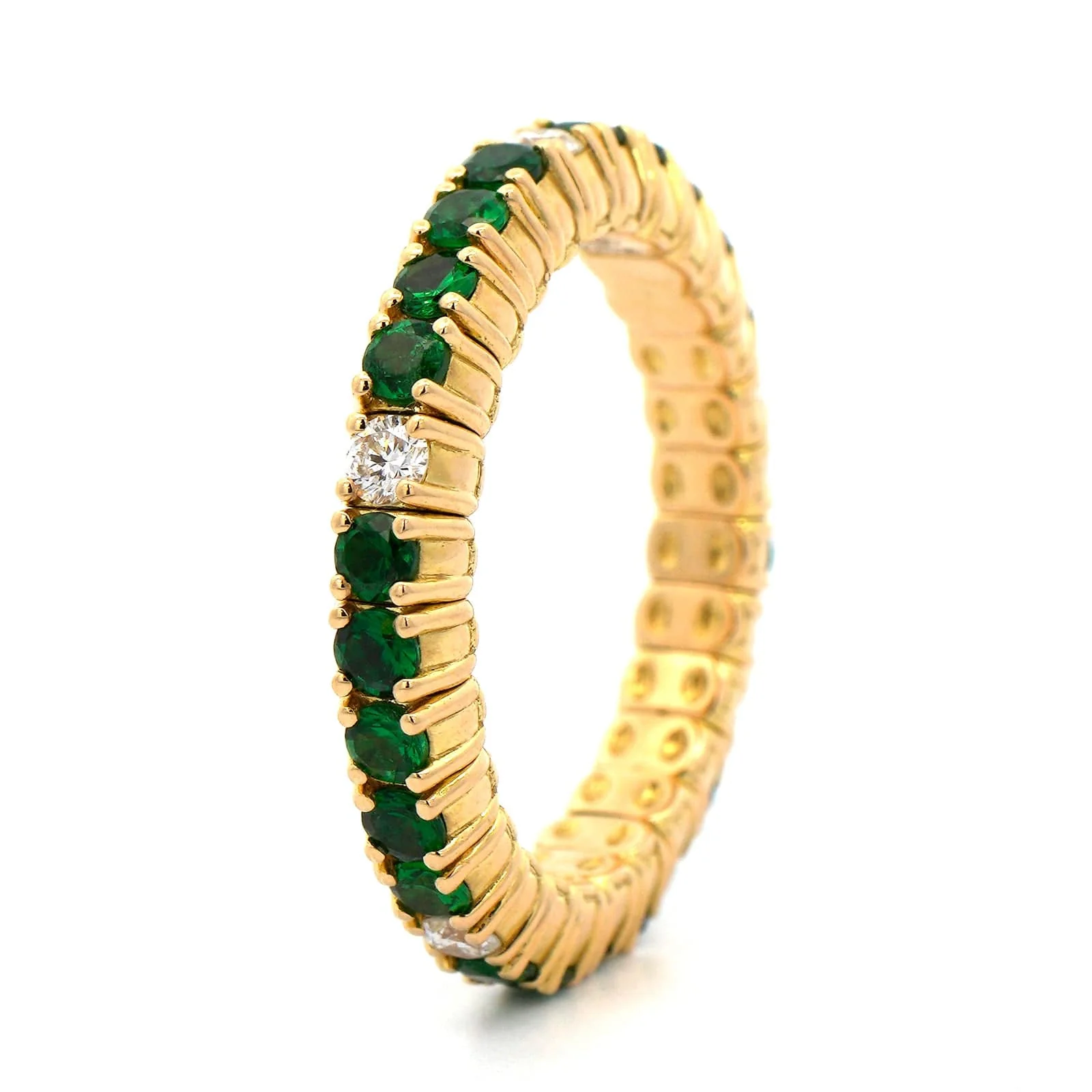 Zydo 18K Yellow Gold Tsavorite and Diamond Stretch Ring - Image 2